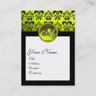 DAMASK SQUARE MONOGRAM,yellow topaz Business Card