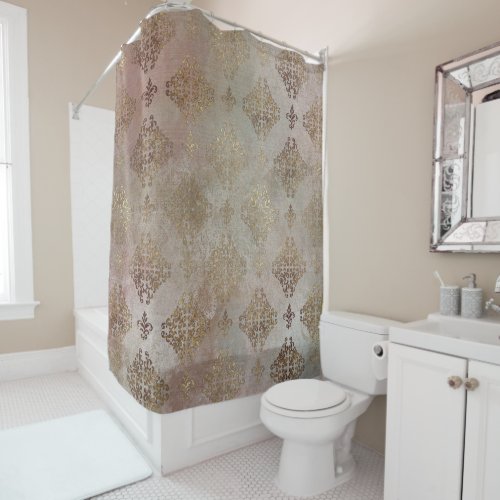 Damask Steampunk  Vintage Golden Ornamental Shower Curtain