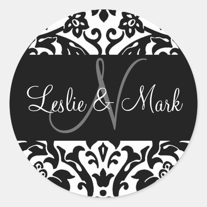 Damask Sticker for Wedding Zazzle