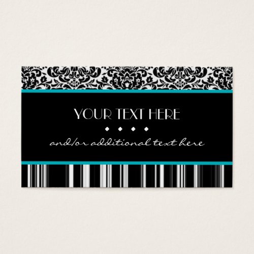 Damask &amp; Stripe, Blue Business Card Templates