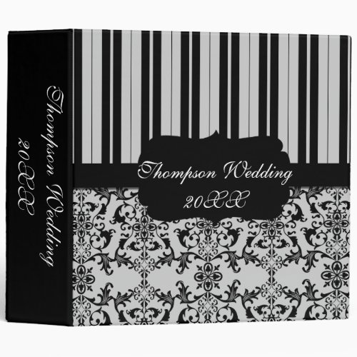 Damask  Stripes Wedding Album 3 Ring Binder