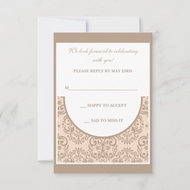 Damask Style Reply Card (Front)