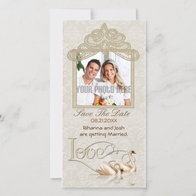 Damask Swan Elegance - Save the Date (Front)