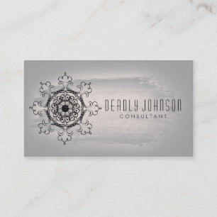 Damask Swirl Watercolor Vintage Gray Plain Business Card