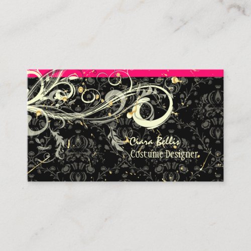 Damask + swirls Costume Designer Business Card Templates