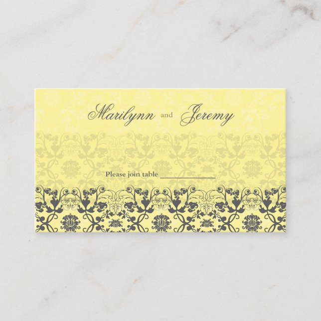 Damask Swirls Lace Butter Custom Table/ Place Card (Front)