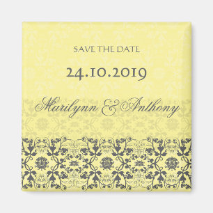 Damask Swirls Lace Butter Save The Date Magnet