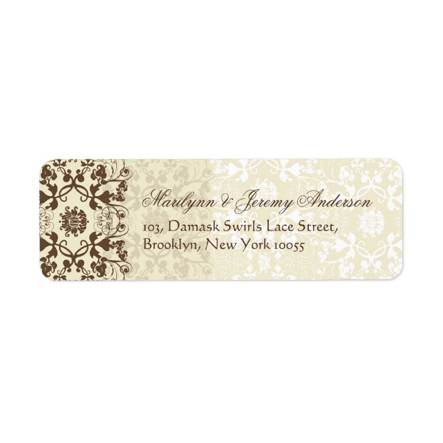 Damask Swirls Lace Coffee Custom Label (Front)