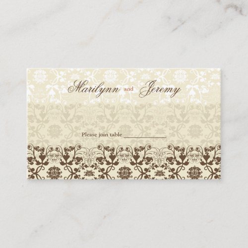 Damask Swirls Lace Coffee Custom Table /Place Card Business Card Template