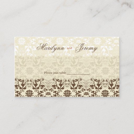 Customizable Damask Swirls Lace Coffee Custom Table /Place Card Business Card Template