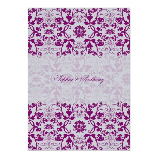 Damask Swirls Lace Elegant Orchid Wedding Invite 2