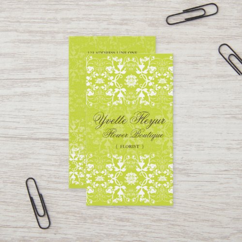 Damask Swirls Lace Lime Custom Profile Card / Business Cards
