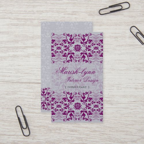 Damask Swirls Lace Orchid Custom Profile Card / Business Cards