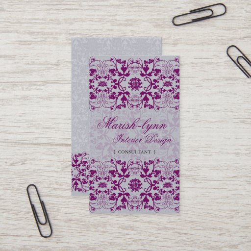 Customizable Damask Swirls Lace Orchid Custom Profile Card / Business Cards