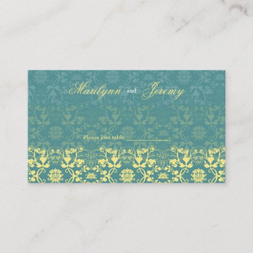 Damask Swirls Lace Peacock Custom Table/Place Card Business Card