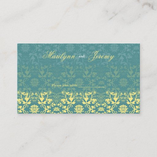 Customizable Damask Swirls Lace Peacock Custom Table/Place Card Business Card