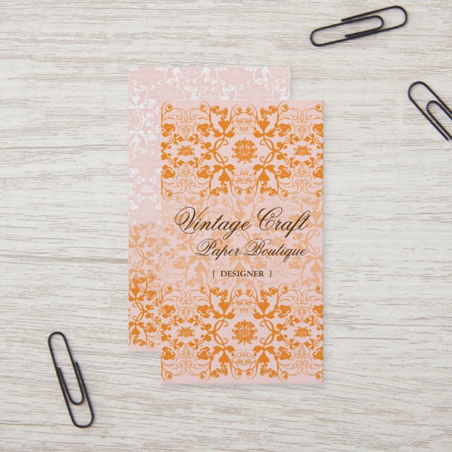 Damask Swirls Lace Sorbet Custom Business Card (Front/Back In Situ)