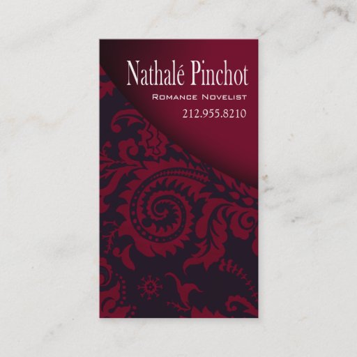 Customizable Damask Swoop - Novelist Writer Editor Freelancer Business Card Templates