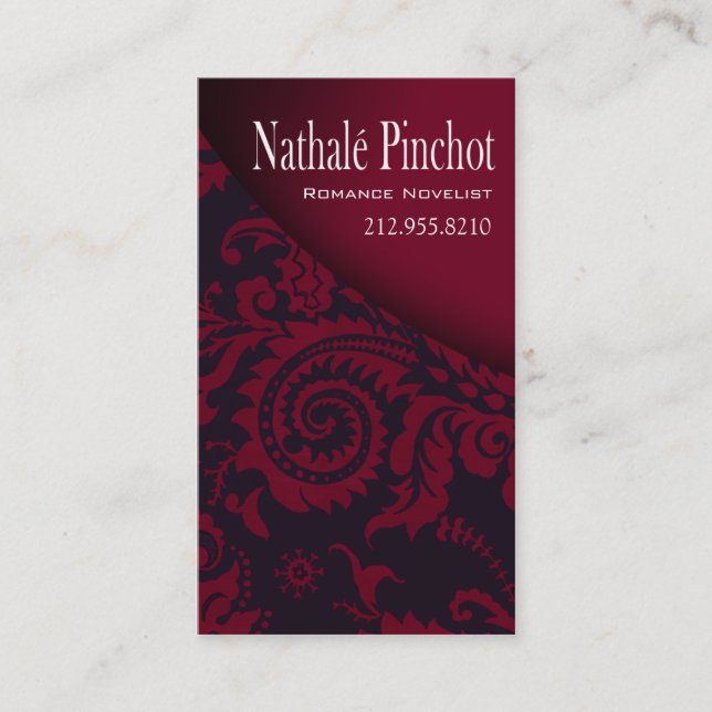 Damask Swoop - Novelist Writer Editor Freelancer Business Card (Front)