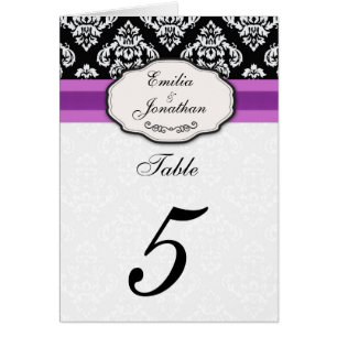 Damask Table Seating Number With Purple Cards