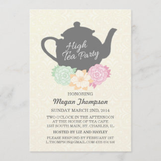 Damask & Teapot High Tea Invitation