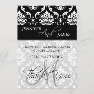 Damask Thank You Cards Monogram Names