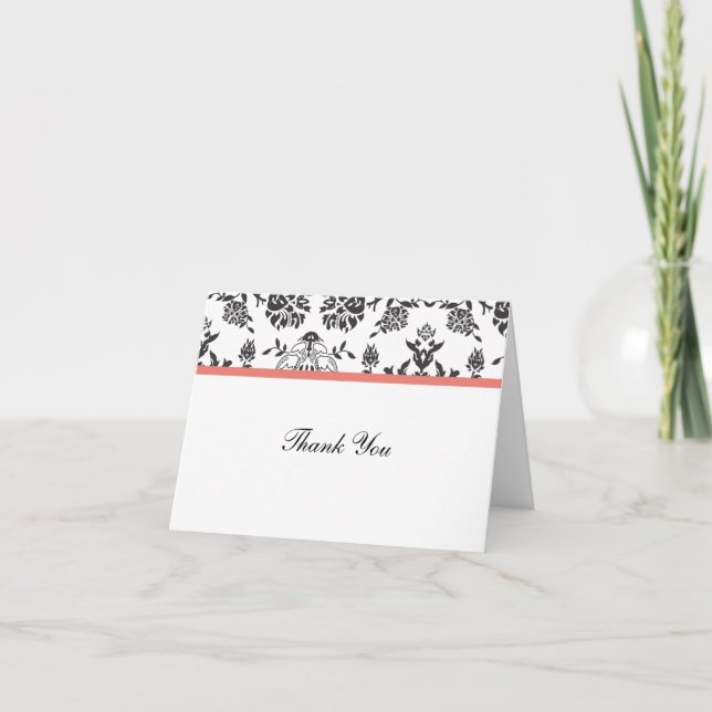 Damask Thank You Note Card (Front)