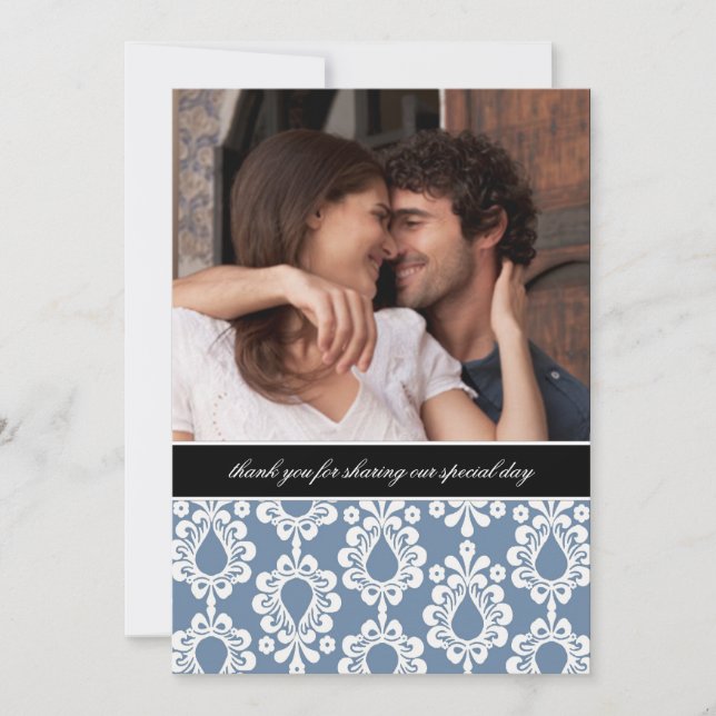 Damask Thank You Notes {Blue} (Front)