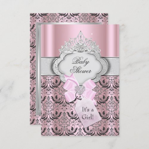 Damask  Tiara Princess Baby Shower Invitation