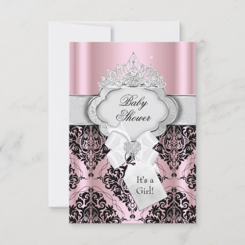 Damask  Tiara Princess Baby Shower Invitation