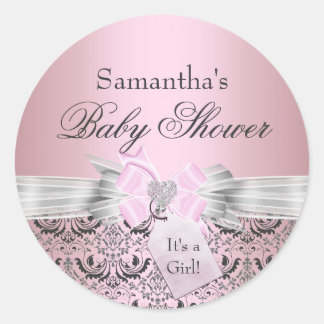 Damask & Tiara Princess Baby Shower Sticker