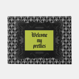 Damask Tuxedo Skull Wallpaper Doormat