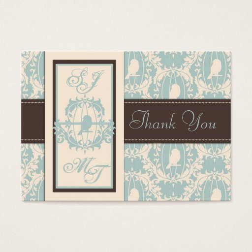 Customizable Damask Tweets TY Notecard Business Card Templates