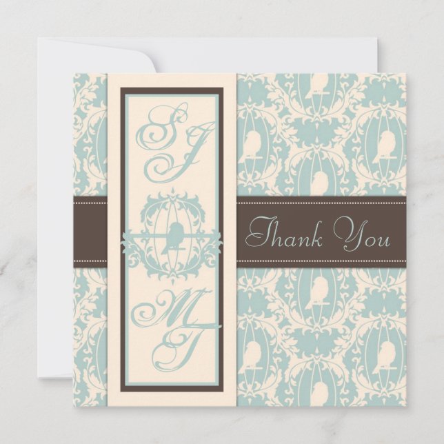 Damask Tweets TY Square Thank You Card (Front)