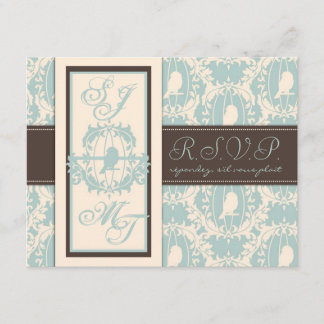 Damask Tweets Wedding RSVP Card