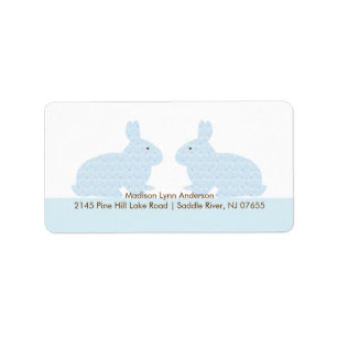 Damask Twin Bunny Rabbits Return Address Label