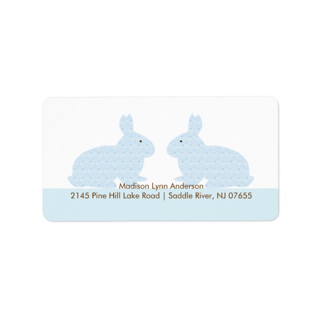 Damask Twin Bunny Rabbits Return Address Label (Front)