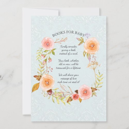 Damask Typography Blue n Pink Watercolor Floral Invitation