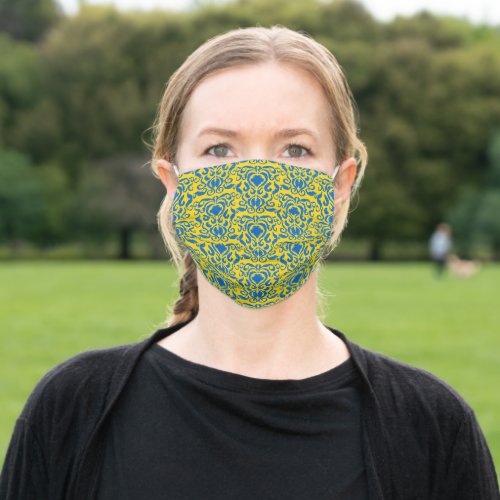 Damask Ukraine  Freedom Blue Energizing Yellow  Adult Cloth Face Mask