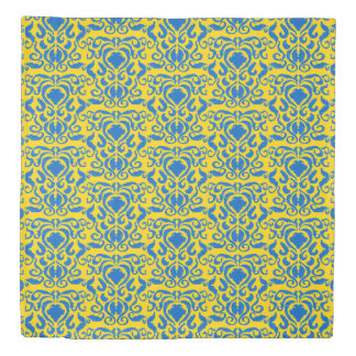 Damask Ukraine  Freedom Blue Energizing Yellow Duvet Cover