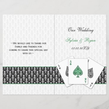 Damask Vegas Emerald Green Folded Wedding Program