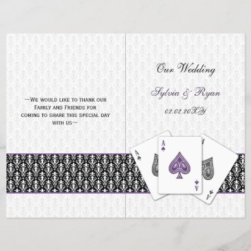 damask Vegas purple folded Wedding program