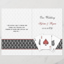 damask Vegas red folded Wedding program