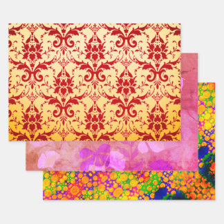 Damask velvet, dreamy purple leaves, and sparkly wrapping paper sheets