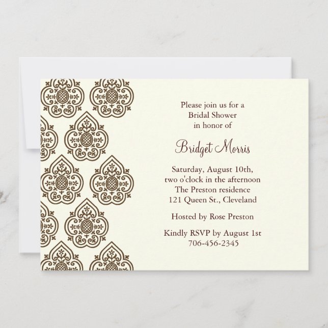 Damask Vintage Bridal Shower Invitation (Front)