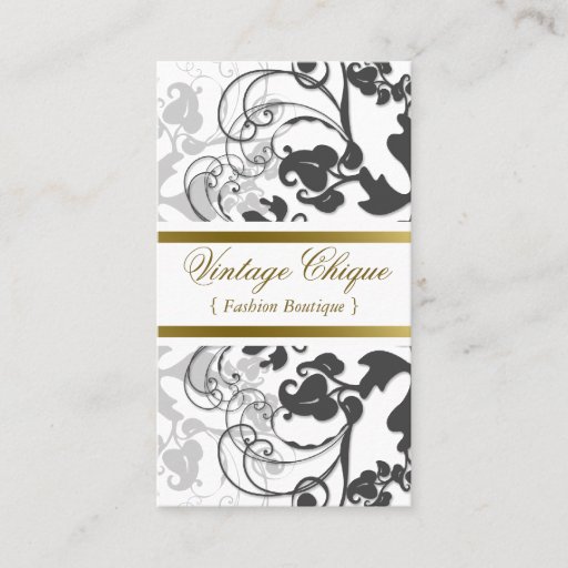 Customizable fatfatin Floral Flourish Charcoal Profile Card Business Card Templates