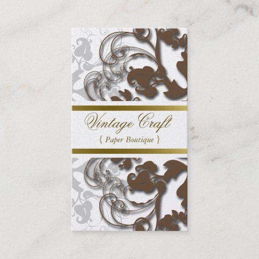 Customizable Floral Flourish Coffee Brown Custom Profile Card Business Card Templates
