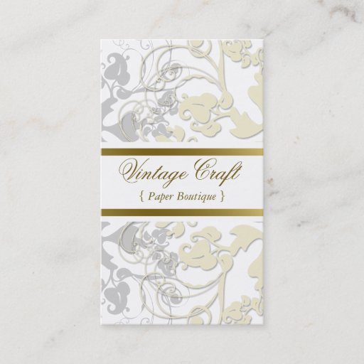 Customizable Floral Flourish Eggshell Cream 2 Profile Card Business Card