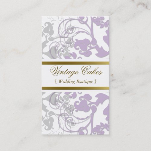 Damask Vintage Floral Flourish Chic Lilac Elegant Business Card