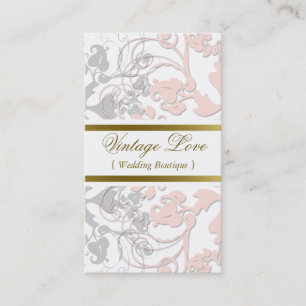 Damask Vintage Floral Flourish Chic Pink Elegant Business Card
